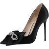 imageFSJ Women Fashion Pointed Toe Glitter Rhinestone High Heel Wedding Pump Sexy Slip On Stiletto Party Sparkly Prom Dress Shoe with Cute Bowknot Size 415 USBlack2