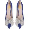 imageFSJ Women Fashion Pointed Toe Glitter Rhinestone High Heel Wedding Pump Sexy Slip On Stiletto Party Sparkly Prom Dress Shoe with Cute Bowknot Size 415 USBlue