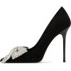 imageFSJ Women Fashion Pointed Toe Glitter Rhinestone High Heel Wedding Pump Sexy Slip On Stiletto Party Sparkly Prom Dress Shoe with Cute Bowknot Size 415 USBlack3