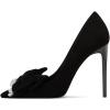 imageFSJ Women Fashion Pointed Toe Glitter Rhinestone High Heel Wedding Pump Sexy Slip On Stiletto Party Sparkly Prom Dress Shoe with Cute Bowknot Size 415 USBlack