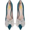 imageFSJ Women Fashion Pointed Toe Glitter Rhinestone High Heel Wedding Pump Sexy Slip On Stiletto Party Sparkly Prom Dress Shoe with Cute Bowknot Size 415 USTeal