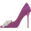 imageFSJ Women Fashion Pointed Toe Glitter Rhinestone High Heel Wedding Pump Sexy Slip On Stiletto Party Sparkly Prom Dress Shoe with Cute Bowknot Size 415 USPurple