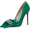 imageFSJ Women Fashion Pointed Toe Glitter Rhinestone High Heel Wedding Pump Sexy Slip On Stiletto Party Sparkly Prom Dress Shoe with Cute Bowknot Size 415 USGreen2