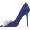 imageFSJ Women Fashion Pointed Toe Glitter Rhinestone High Heel Wedding Pump Sexy Slip On Stiletto Party Sparkly Prom Dress Shoe with Cute Bowknot Size 415 USBlue