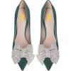 imageFSJ Women Fashion Pointed Toe Glitter Rhinestone High Heel Wedding Pump Sexy Slip On Stiletto Party Sparkly Prom Dress Shoe with Cute Bowknot Size 415 USSeagreen
