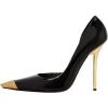 imageFSJ Women Sexy Pointy Cap Toe High Gold Heel Pumps Half DOrsay Slip On Ladies Prom Party Dress Shoe US Size 415Black
