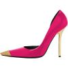 imageFSJ Women Sexy Pointy Cap Toe High Gold Heel Pumps Half DOrsay Slip On Ladies Prom Party Dress Shoe US Size 415Fuchsia
