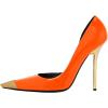 imageFSJ Women Sexy Pointy Cap Toe High Gold Heel Pumps Half DOrsay Slip On Ladies Prom Party Dress Shoe US Size 415Orange