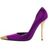 imageFSJ Women Sexy Pointy Cap Toe High Gold Heel Pumps Half DOrsay Slip On Ladies Prom Party Dress Shoe US Size 415Purple