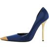 imageFSJ Women Sexy Pointy Cap Toe High Gold Heel Pumps Half DOrsay Slip On Ladies Prom Party Dress Shoe US Size 415Royal Blue