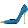 imageFSJ Women Sexy Pointy Cap Toe High Gold Heel Pumps Half DOrsay Slip On Ladies Prom Party Dress Shoe US Size 415Sky Blue