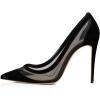 imageFSJ Women Sexy Rhinestones Stilettos High Heels Pointed Toe Slip On Pump Trendy Suede Mesh Party Office Dress Shoes Size 415 USBlack Mesh