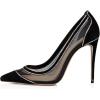 imageFSJ Women Sexy Rhinestones Stilettos High Heels Pointed Toe Slip On Pump Trendy Suede Mesh Party Office Dress Shoes Size 415 USBlack Mesh Rhinestones