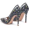 imageFSJ Women Sexy Rhinestones Stilettos High Heels Pointed Toe Slip On Pump Trendy Suede Mesh Party Office Dress Shoes Size 415 USBlack Mesh Stripe