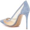 imageFSJ Women Sexy Rhinestones Stilettos High Heels Pointed Toe Slip On Pump Trendy Suede Mesh Party Office Dress Shoes Size 415 USBlue