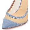 imageFSJ Women Sexy Rhinestones Stilettos High Heels Pointed Toe Slip On Pump Trendy Suede Mesh Party Office Dress Shoes Size 415 USBlue