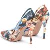 imageFSJ Women Sexy Rhinestones Stilettos High Heels Pointed Toe Slip On Pump Trendy Suede Mesh Party Office Dress Shoes Size 415 USFloral