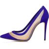 imageFSJ Women Sexy Rhinestones Stilettos High Heels Pointed Toe Slip On Pump Trendy Suede Mesh Party Office Dress Shoes Size 415 USIndigo