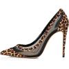 imageFSJ Women Sexy Rhinestones Stilettos High Heels Pointed Toe Slip On Pump Trendy Suede Mesh Party Office Dress Shoes Size 415 USLeopard
