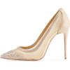 imageFSJ Women Sexy Rhinestones Stilettos High Heels Pointed Toe Slip On Pump Trendy Suede Mesh Party Office Dress Shoes Size 415 USRipple
