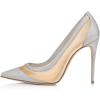 imageFSJ Women Sexy Rhinestones Stilettos High Heels Pointed Toe Slip On Pump Trendy Suede Mesh Party Office Dress Shoes Size 415 USSilver