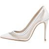 imageFSJ Women Sexy Rhinestones Stilettos High Heels Pointed Toe Slip On Pump Trendy Suede Mesh Party Office Dress Shoes Size 415 USWhite