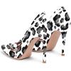 imageFSJ Women Sexy Rhinestones Stilettos High Heels Pointed Toe Slip On Pump Trendy Suede Mesh Party Office Dress Shoes Size 415 USWhite Leopard