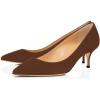 imageFSJ Women Classic Kitten Heels Pointy Closed Toe Pumps Slip On Office Ladies Party Date Business Dress Shoe Size 415 USBrown Suede