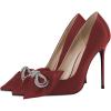 imageFSJ Women Fashion Pointed Toe Glitter Rhinestone High Heel Wedding Pump Sexy Slip On Stiletto Party Sparkly Prom Dress Shoe with Cute Bowknot Size 415 USWine Red