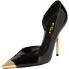 imageFSJ Women Sexy Pointy Cap Toe High Gold Heel Pumps Half DOrsay Slip On Ladies Prom Party Dress Shoe US Size 415Black