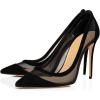 imageFSJ Women Sexy Rhinestones Stilettos High Heels Pointed Toe Slip On Pump Trendy Suede Mesh Party Office Dress Shoes Size 415 USBlack Mesh