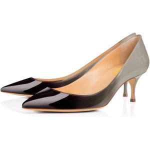 imageFSJ Women Classic Kitten Heels Pointy Closed Toe Pumps Slip On Office Ladies Party Date Business Dress Shoe Size 415 USBlackgrey