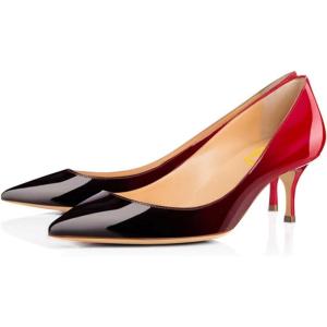imageFSJ Women Classic Kitten Heels Pointy Closed Toe Pumps Slip On Office Ladies Party Date Business Dress Shoe Size 415 USBlackred