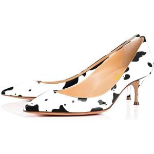 imageFSJ Women Classic Kitten Heels Pointy Closed Toe Pumps Slip On Office Ladies Party Date Business Dress Shoe Size 415 USCow