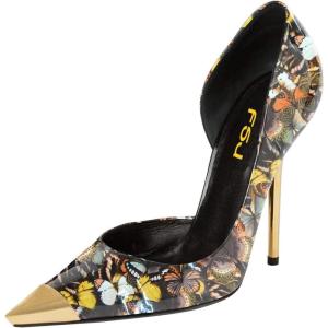 imageFSJ Women Sexy Pointy Cap Toe High Gold Heel Pumps Half DOrsay Slip On Ladies Prom Party Dress Shoe US Size 415Butterfly