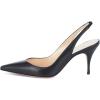 imageFSJ Women Classic Mid High Heels Pointy Toe Pumps Elastic Strap Slingback Sandal Formal Dress Shoes Size 415 USBlack Matte