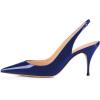 imageFSJ Women Classic Mid High Heels Pointy Toe Pumps Elastic Strap Slingback Sandal Formal Dress Shoes Size 415 USDark Blue