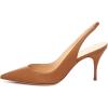 imageFSJ Women Classic Mid High Heels Pointy Toe Pumps Elastic Strap Slingback Sandal Formal Dress Shoes Size 415 USDark Brown