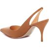 imageFSJ Women Classic Mid High Heels Pointy Toe Pumps Elastic Strap Slingback Sandal Formal Dress Shoes Size 415 USDark Brown