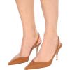 imageFSJ Women Classic Mid High Heels Pointy Toe Pumps Elastic Strap Slingback Sandal Formal Dress Shoes Size 415 USDark Brown