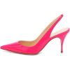 imageFSJ Women Classic Mid High Heels Pointy Toe Pumps Elastic Strap Slingback Sandal Formal Dress Shoes Size 415 USDeep Pink