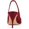imageFSJ Women Classic Mid High Heels Pointy Toe Pumps Elastic Strap Slingback Sandal Formal Dress Shoes Size 415 USDeep Red
