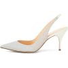 imageFSJ Women Classic Mid High Heels Pointy Toe Pumps Elastic Strap Slingback Sandal Formal Dress Shoes Size 415 USGlitter