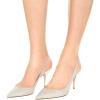imageFSJ Women Classic Mid High Heels Pointy Toe Pumps Elastic Strap Slingback Sandal Formal Dress Shoes Size 415 USGlitter