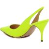 imageFSJ Women Classic Mid High Heels Pointy Toe Pumps Elastic Strap Slingback Sandal Formal Dress Shoes Size 415 USGreen Yellow
