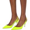 imageFSJ Women Classic Mid High Heels Pointy Toe Pumps Elastic Strap Slingback Sandal Formal Dress Shoes Size 415 USGreen Yellow