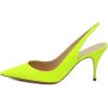 imageFSJ Women Classic Mid High Heels Pointy Toe Pumps Elastic Strap Slingback Sandal Formal Dress Shoes Size 415 USGreen Yellow