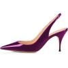 imageFSJ Women Classic Mid High Heels Pointy Toe Pumps Elastic Strap Slingback Sandal Formal Dress Shoes Size 415 USPurple