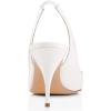 imageFSJ Women Classic Mid High Heels Pointy Toe Pumps Elastic Strap Slingback Sandal Formal Dress Shoes Size 415 USWhite