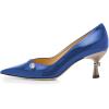 imageFSJ Women Classic Pointed Toe Low Heel Pumps Unique Kitten Heel Slip On Comfort Ladies Daily Office Work Shoes Size 415 USBlue